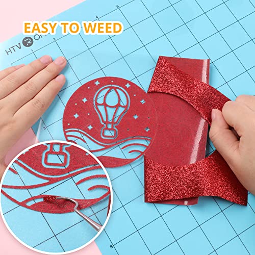 Image of HTVRONT Red Glitter Heat Transfer Vinyl, 10 inch x 5FT | Glitter HTV for T-Shirts, Iron on Vinyl, For All Cutter Machine