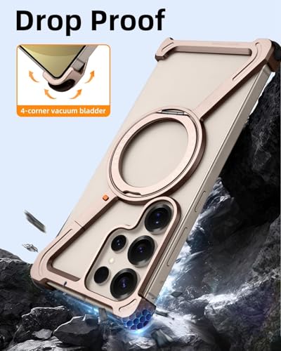 Image of Bumper Case with Kickstand Compatible with Galaxy S26 Ultra Case with Wireless Charging | Luxury Aluminum Armor (Dessert)
