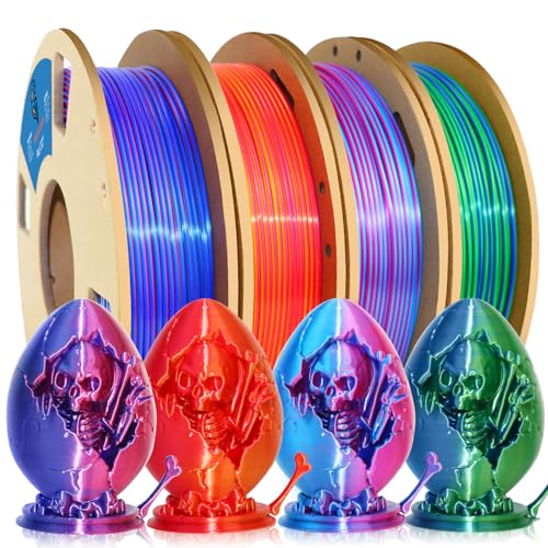 Image of Goto Guard Silk Dual Color Filament Bundle, Rainbow 3D Printer PLA Filament 1.75mm, Silk Coextrusion Multicolor 3D Printing Filament for Most 3D Printer, 200gX 4 Spools