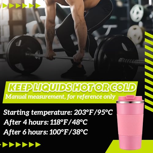 Image of Maxdot 2 Pcs 17 oz Stainless Steel Shaker Cup with Mixing Ball Insulated Metal Blender Tumbler Water Bottle for Protein Mixes Shakes Gym Workout Coffee Drink (Pink)
