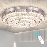 Modern LED Chandelier Flush Mount with Remote Control Dimmable Four Rings Ceiling Lamp Round Ceiling Lihgt Fixture for Bedroom Living Room Dining Room