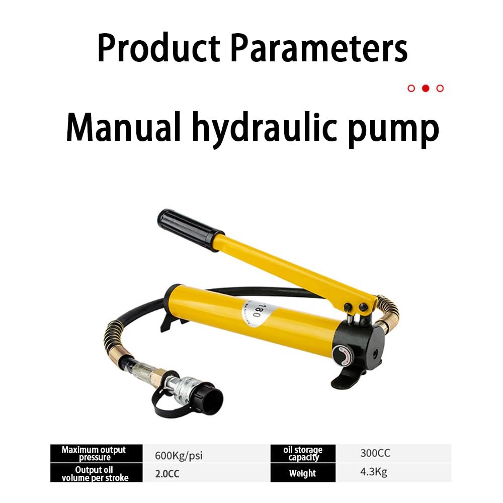 Bomba Hidráulica Manual,Conector para Manguera De Bomba Manual,Bomba Manual De Alta Presió,Capacidad De Almacenamiento De Aceite 300cc,Alta Presión 60 Kg/c㎡ para Cilindro Hidráulico De 10t/20t