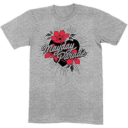 Image of MayDay Parade Unisex Adult Heart Printed Jersey T-Shirt, Grey, M