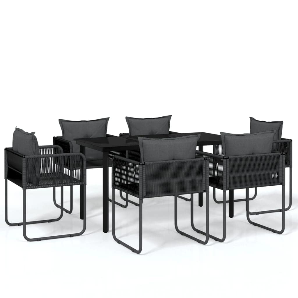 KCCKOM Garden Furniture Set 7 Piece Patio Dining Set Black