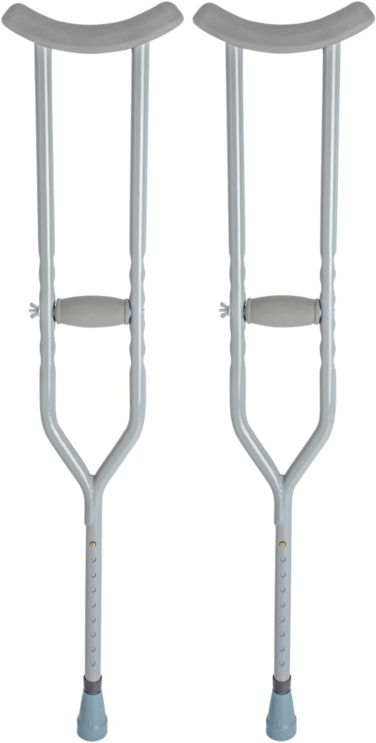 Dynarex Bariatric HD Steel Tall Adult Crutches - 5'10” to 6'6” - Extra Heavy Duty Bariatric Crutches with Underarm Pads, Adjustable Hand Grips - 1000 lb. Capacity, 1 Pair