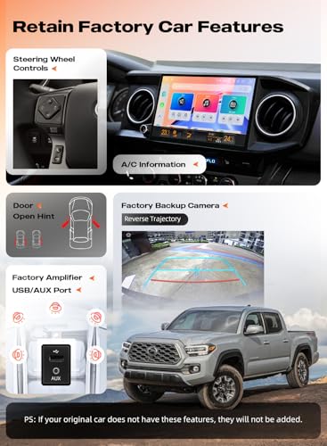 Image of Dasaita 11.6 inch Car Stereo for Toyota Tacoma 2016-2022 | 6GB+64GB, 2K QLED Screen, Apple CarPlay, Android Auto, BT 5.0, 4G LTE, 5G WiFi, Plug & Play Upgrade, GPS Navigation