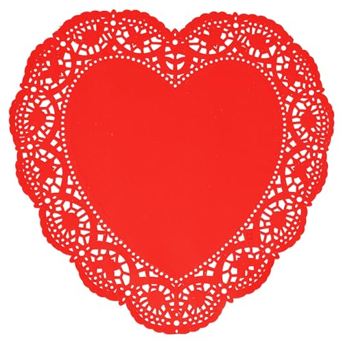 50 Pcs 10 Inch Valentine Heart Doilies Cutouts Paper Lace Doily Red Valentine