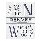 Denver, Colorado, Latitude and Longitude (Blue) (19x28.5 inches, Premium 1000 Piece Challenging...