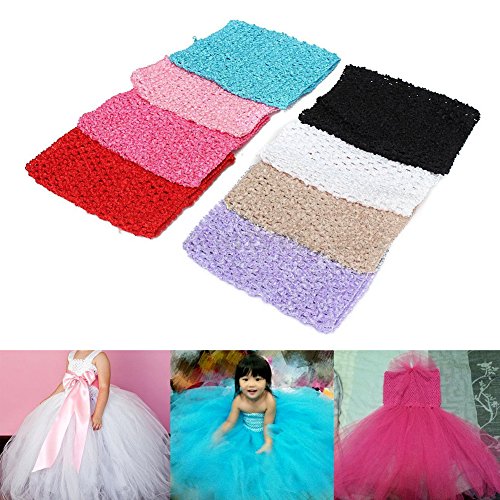 Children Tube Tops 9" Crochet Crop Top Tube Top Elastic Waistband Headband Hair Band Girls Skirt Removable,Korean Silk4