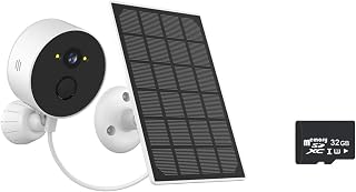 Sun Protection Camera WIFI Camera 1080P HD Solar Outdoor Security Camera ICsee Wireless Built-in Battery Home Surveillance Bullet Camera Baby Monitor(2MP With Panel x 32G)