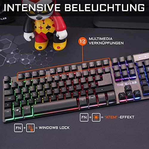 G-LAB Combo Krypton - Gamer-Tastatur und Maus mit LED-Hintergrundbeleuchtung - QWERTZ Gaming-Tastatur USB Anti-Ghosting + 3200 DPI Gaming-Maus mit 6 Tasten - Gamer-Pack PC PS4 PS5 Xbox One (Schwarz) - Image 4