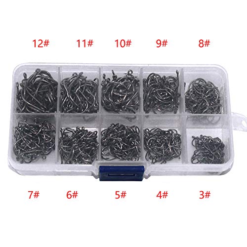 Wetest Upgraded Fishing Hooks Set High Carbon Steel Jig Bait Sharp Fish Hook Black