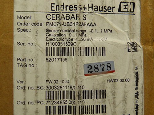 Close-up of Endress Hauser Cerabar PMC71 product label