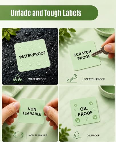Image of SEZNIK Waterproof, Non-Tearable, Long Lasting Print, Sticky Thermal Lables, Label Roll, 2 inch Adhesive Thermal Labels for Label Printers (50mmx50mm) - 500 Lables, Pastel Green