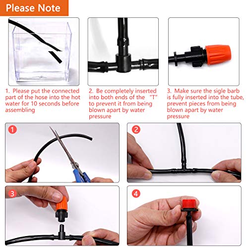 PADRAM Drip Irrigation System 82ft Drip Irrigation Kit Automatic Watering System with 1/4 Inches Blank Distribution Tubing Hose Adjustable Sprinkler Garden Saving Water Drip System Set