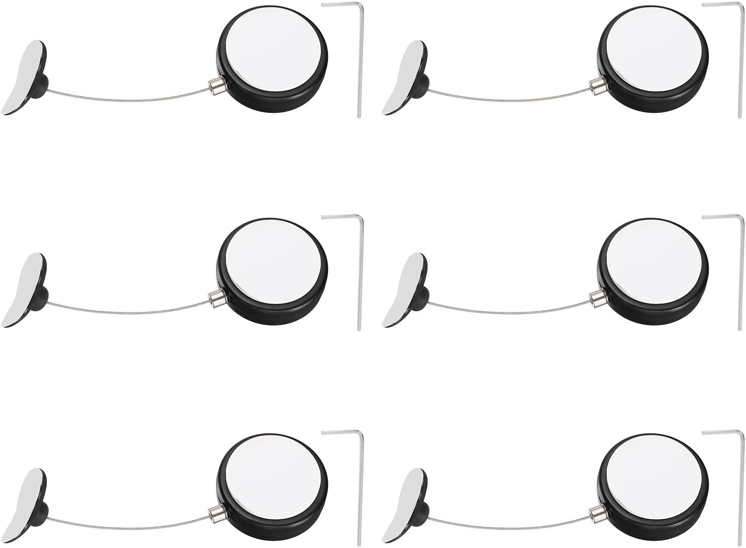 PATIKIL Retractable Remote Control Cable Tether (3.3ft / 1M, Black)(6 Set) Round Remote Control Security Lanyard Lock Adjustable Locking Leash with Plastic Cap, Suit for - TVs/Tablets