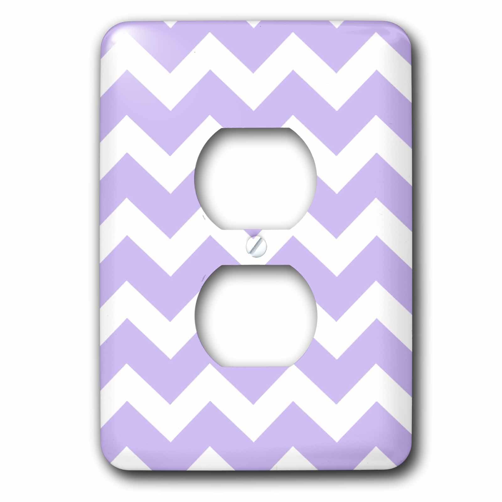 Lilas violet et blanc zig zag chevron motif geometrique pour habillage double prise de courant