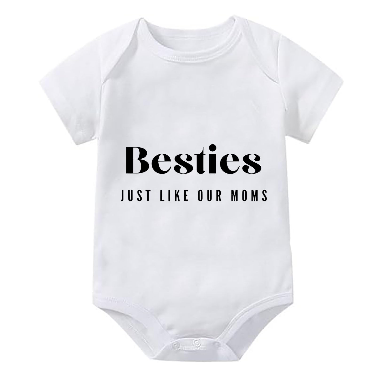 WOOYONGING Besties Just Like Our Moms Newborn Body Suits Girl Short Sleeve Coming Home Outfit White Baby Girls Onsies