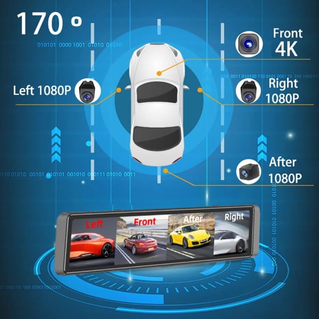 Amazon.co.jp: 12インチミラー型ドライブレコーダー 4カメラ360°全方位