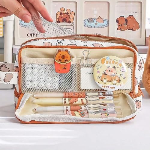 Image of Storio Pencil Box Pouch for School Kids Girls & Boys Aesthetic | Cute Stationary Compass Box Case Organiser | Travel Organiser
