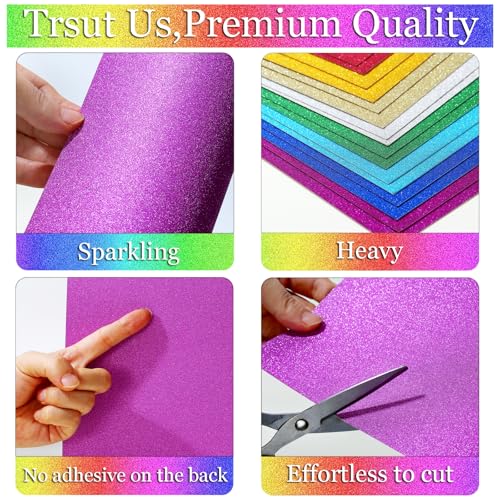 20 Colors 40 Sheets Glitter Cardstock,Cardstock Paper,Premium Sparkly Cricut Cardstocks,A5 Glitter Paper for Arts Crafts,Card Making, Scrapbook Supplies for DIY Project - Thumbnail 6