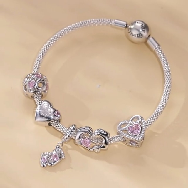 Charm Cuore Innamorati Amore Rosa Ciondolo In Argento 925 - Les Folies - Foto 2