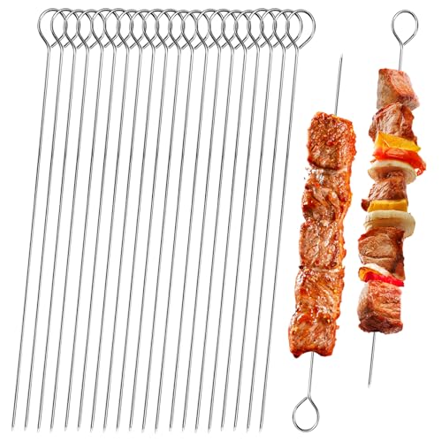 20 PCS BBQ Metal Skewers Stainless Steel 7.87/20cm Food-Grade Metal Kebab Skewers for Kebabs Grilling Oven and BBQ - Durable & Reusable