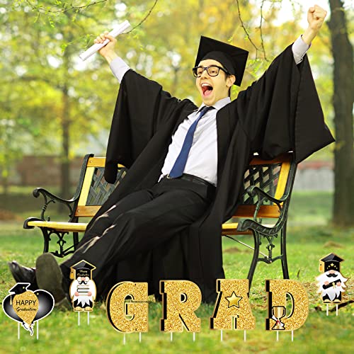 Roowest 18 Pcs 2025 Graduation Yard Sign Decorations Gold Congrats Grad Lawn Signs with 36 Stakes for Outdoor Graduation Party Decoration Supplies - Thumbnail 6