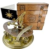 MAH Top Grade 5 Inch Perfectly Calibrated Large Sundial Compass with Wooden Box. C-3050