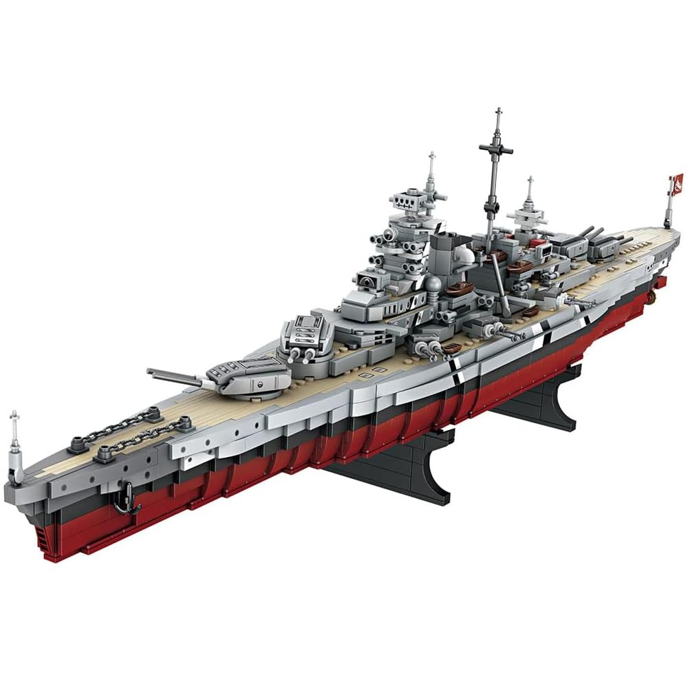 Fucellveca Building Blocks Battleship Toy Set, Classic Bismarck Warship Model Kit for Teenagers and Adults (2081 Pieces)