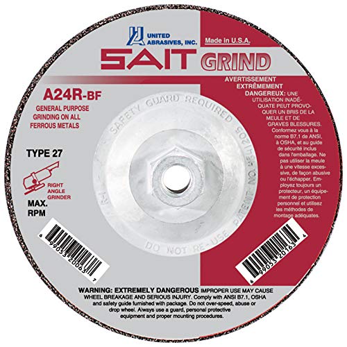 SAIT A24R-BF Abrasive Grinding Wheel 7 inch Type 27 Grinding Discs with 5/8-11 Hub Qty 1