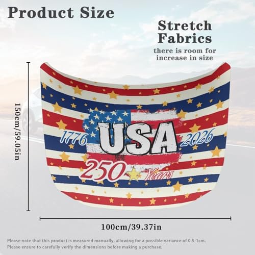 Image of 59x39 Inch Hood Cover for Compact Cars SUV Sedans Trucks, America 250 Waterproof Stretchable Car Hood Wraps Auto Banner Auto Dcorative Accessories