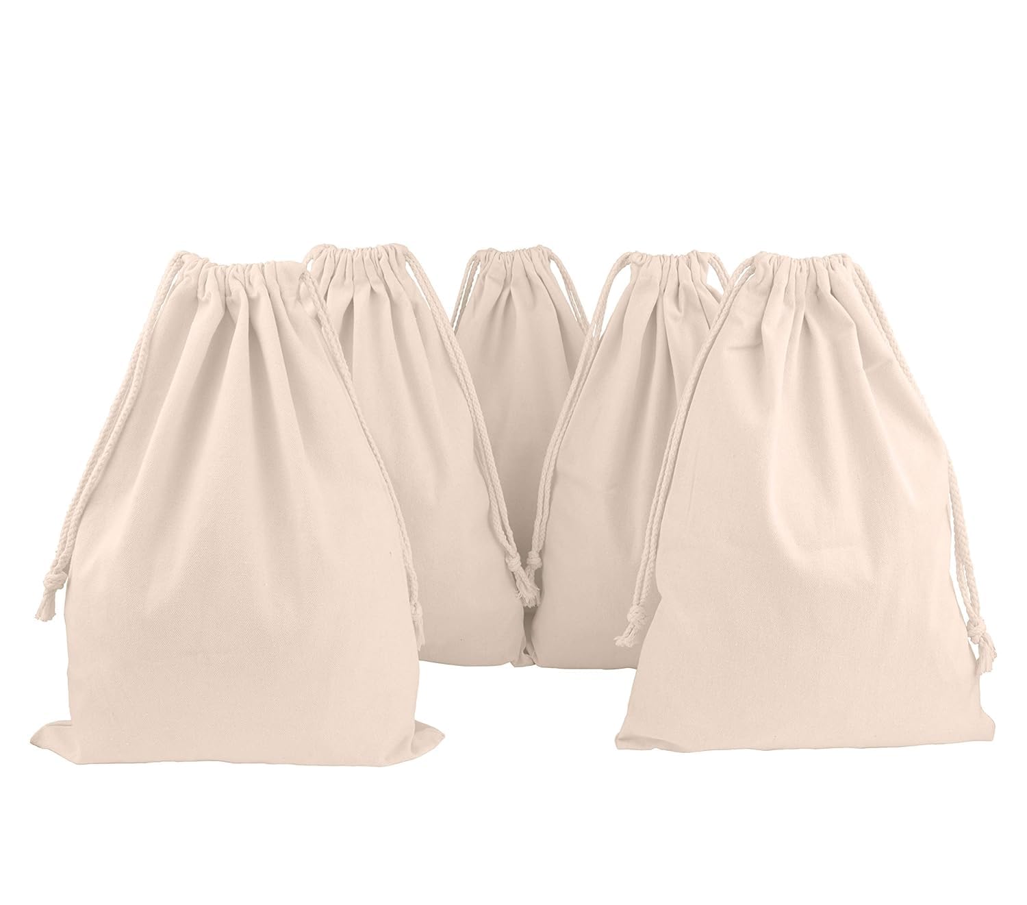 Cotton Canvas Multipurpose Drawstring Bags for Potli Bag, Utilities, Cotton Storage Pouch, Cream (Pack Of 10) (Size: 5X7)-image-21