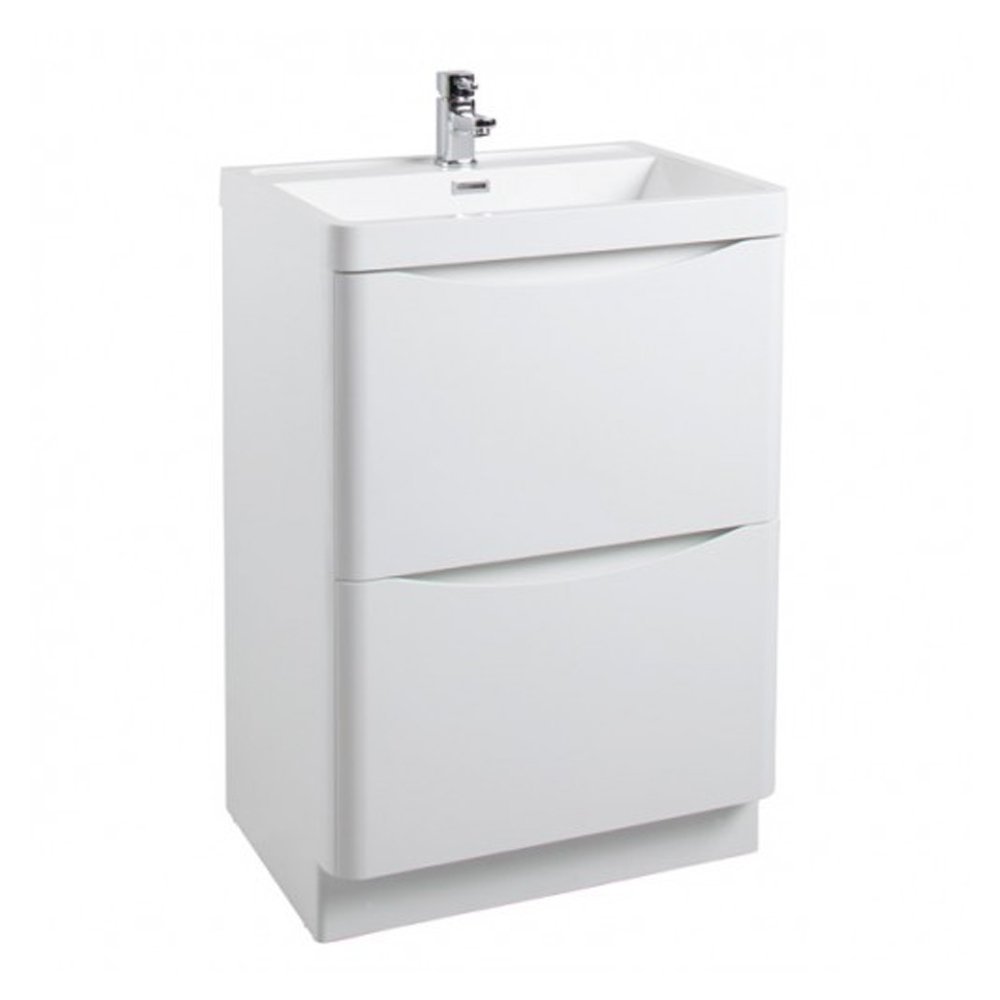 Cassellie Bali 2-Drawers Vanity Unit with Basin - 600mm Wide - Gloss White - Flush Bathrooms
