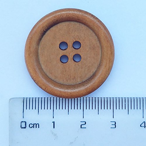 Lot De 30 Boutons En Bois Marron – Diamètre 40 Mm, 4 Trous – Pour Couture, Customisation Vêtements, Loisirs Créatifs - 11