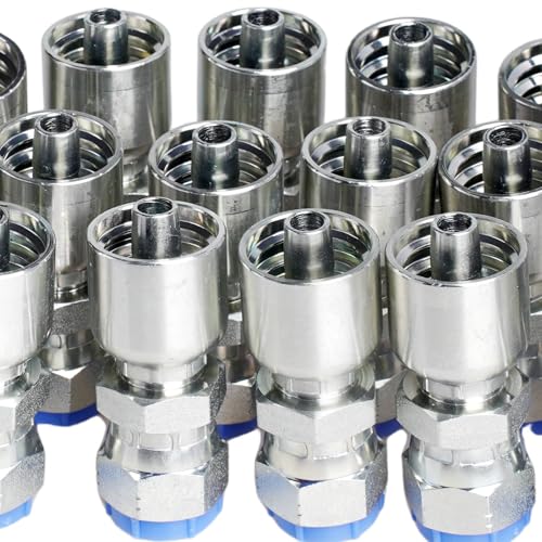 Image of 12 Pack Hydraulic Hose Fittings 1 /2 inch Hose x 1 /2 inch JIC 37Female Swivel Ends ,Durable Carbon Steel Ends for Single Wire Hydraulic Line Systems