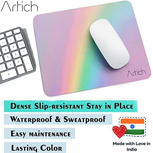 Image of Artich Designer Gaming Mouse Pad for Office Laptop /Computer with Super Soft Non-Slip Rubber Base and Lycra Cloth Surface for Silky Touch Rectangle Marble (A Rainbow)