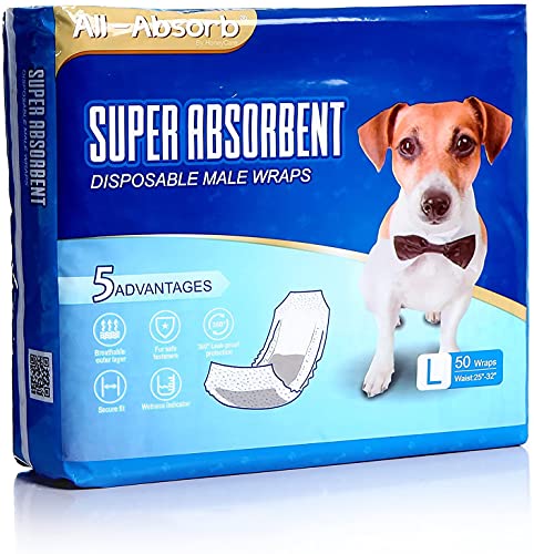 All-Absorb A24 Male Dog Wrap, 50 Count, Large, Limited edition