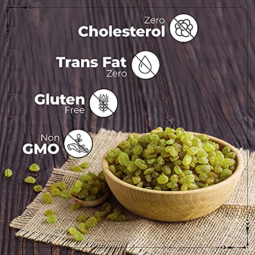 Image of Happilo Premium Seedless Afghani Green Raisins 200g | Kishmish /Kismis | Dry Fruits, Healthy Snacks | Nutritious, Rich in Iron & Vitamin B | Antioxidant Rich Snack (Pack of 3)