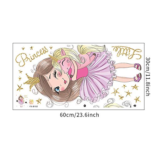 Image of Cute Little Girl Hugging Unicorn Wall Stickers for Kids Room Bedroom Living Room Door Study Boho Nursery Wall Decoration Wall Sticker Baby Boy Girl Room Bedroom Nursery Playroom Decor