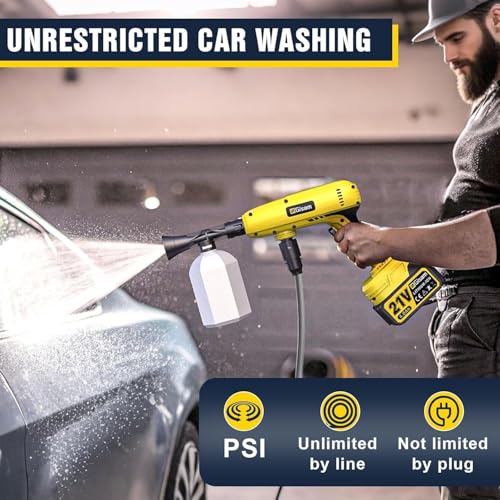 Image of Cordless Portable Washer, Brushless Motor, 4 Speed Modes, 6-in-1 Swivel Nozzle, 2 x 4.0 Ah Batteries, 5 m Hose, Lightweight Handheld Car Washer for Home, Garden
