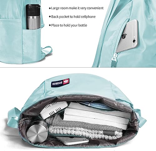 Image of ZOORON Waterproof Drawstring Gym Backpack Bag for Men & Women, Sport Gym Sack Mini Travel Daypack