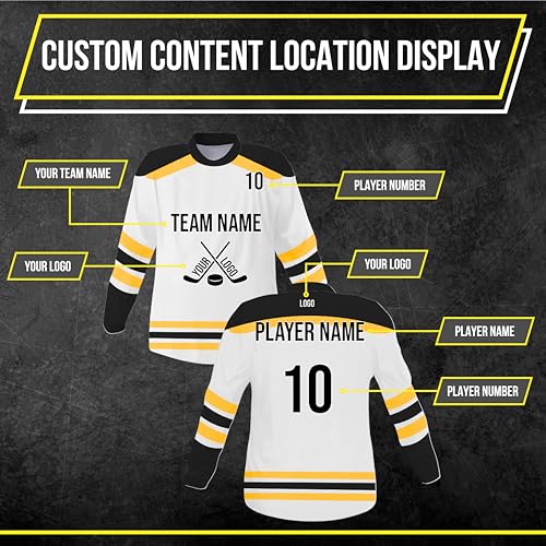 Image of SGS Sports Gear Custom Hockey Jersey, Personalized Reversible or Standard Design with Name & Number, Hockey Jersey