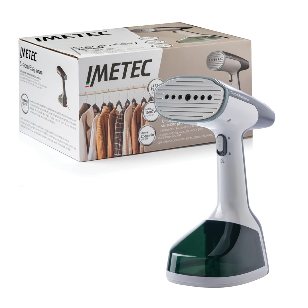 Imetec Steam Easy Comfort Plancha Vertical 1500 W, Vapor 25-30 g/min, Lista en 30 segundos, Depósito de 250 ml, Ligera, Plancha Vertical, Cómoda incluso de viaje