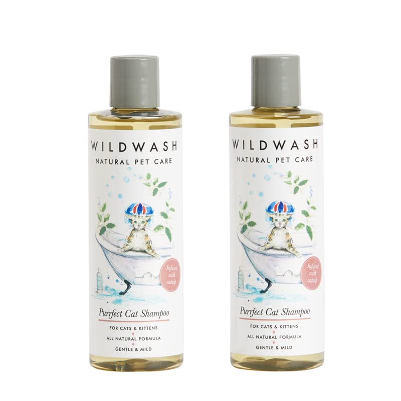 Wildwash Purrfect Cat Shampoo 250ml Duo Set- Makes Bathtime Fun Time, Adds Shine and Luminosity to Dull Hair, Natural