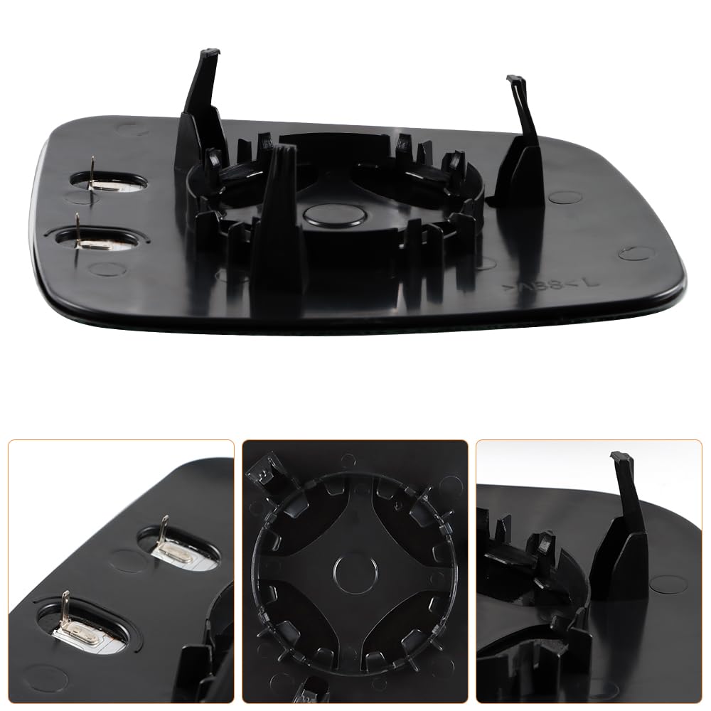 SENZEAL Cristal de Espejo Izquierdo Lado del Conductor Calefactado con Placa de Soporte para VW Transporter T5 Multivan T5 2003-2009 Caddy 3 2004-2015 (Izquierda)