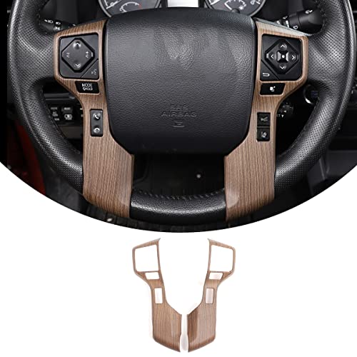 Car ABS Steering Wheel Moulding Cover Trim Stickers for Tacoma 2016 2017 2018 2019 2020 2021 2022 2023 Tundra Sequoia 2018 2019 2020 2021 2022 Steering Wheel Protect Frame(Pear Wood Grain, 3+3 Hole)