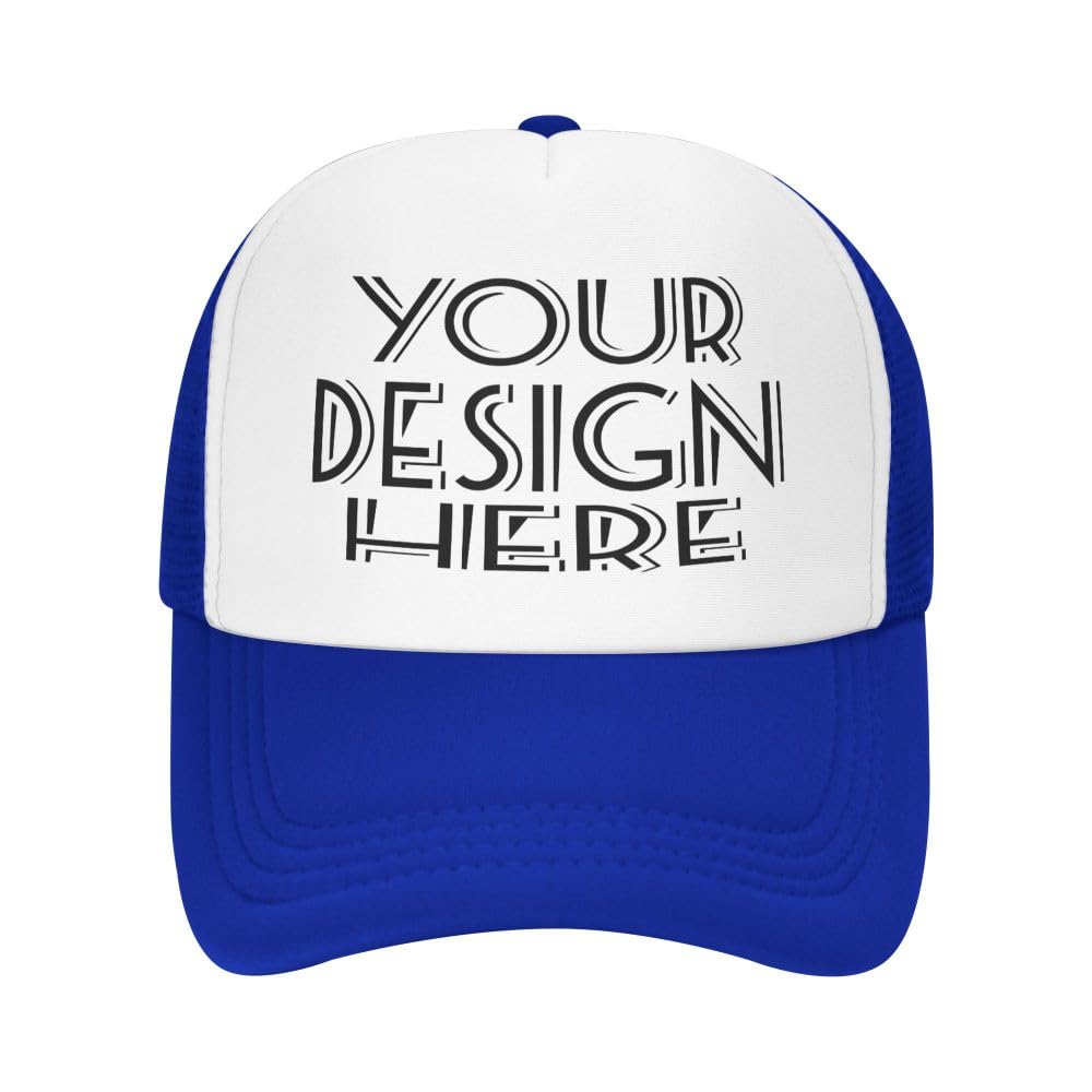KYZMZ Custom Hats for Men Personalized Trucker Hats Add Your Own Image/Text/Logo Baseball Cap Blue
