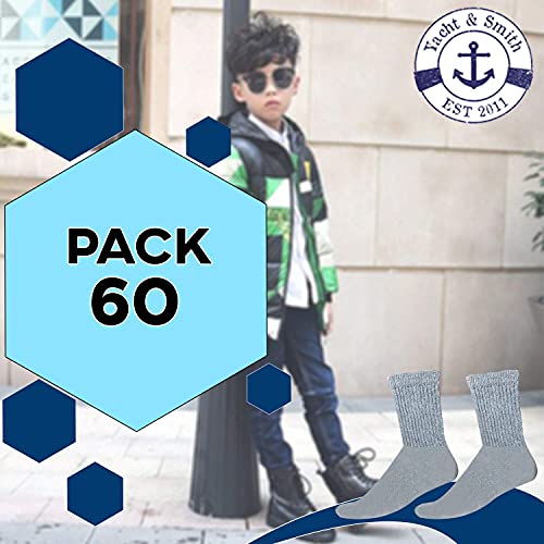 Yacht & Smith 60 Pairs Of Children & Kids Wholesale Bulk Sports Crew, Athletic Case Pairs Socks, by SOCKS'NBULK (60 Pairs Gray, Kids 6-8 (Shoe size 4-7.5))2