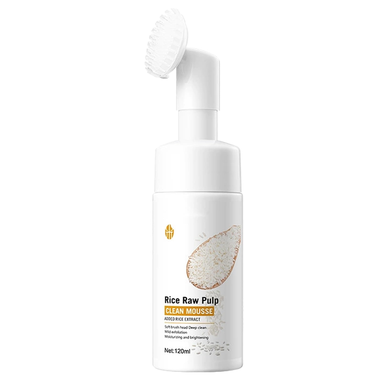 Schiuma Detergente Al Riso, Schiuma detergente per Riso, Cleanser Gesicht,Pulizia Del Viso Al Riso Con Spazzola In Silicone, Schiuma per la Cura Contro la Pelle Sporca Del Viso Cleanser-4